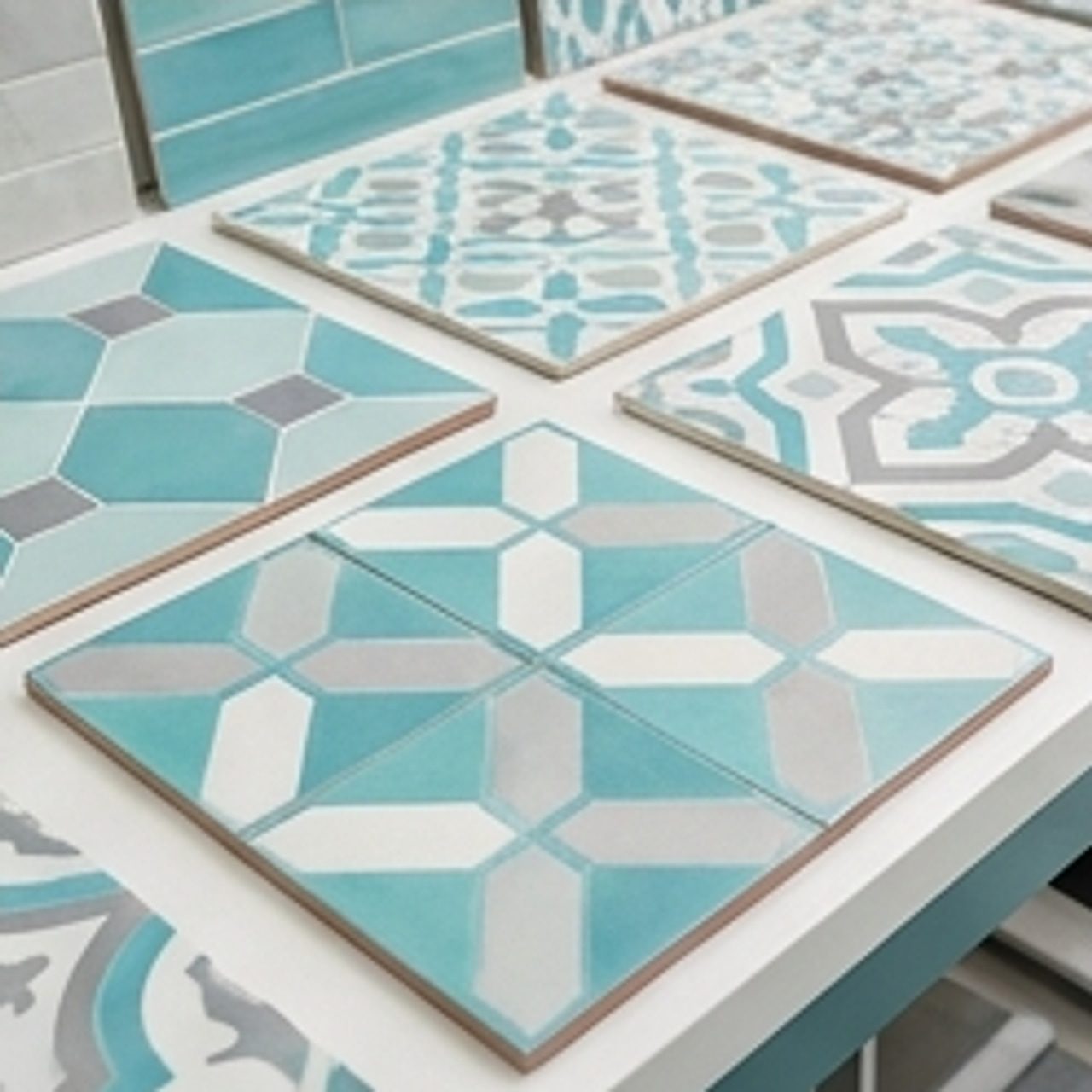 close-up of colorful tile patterns