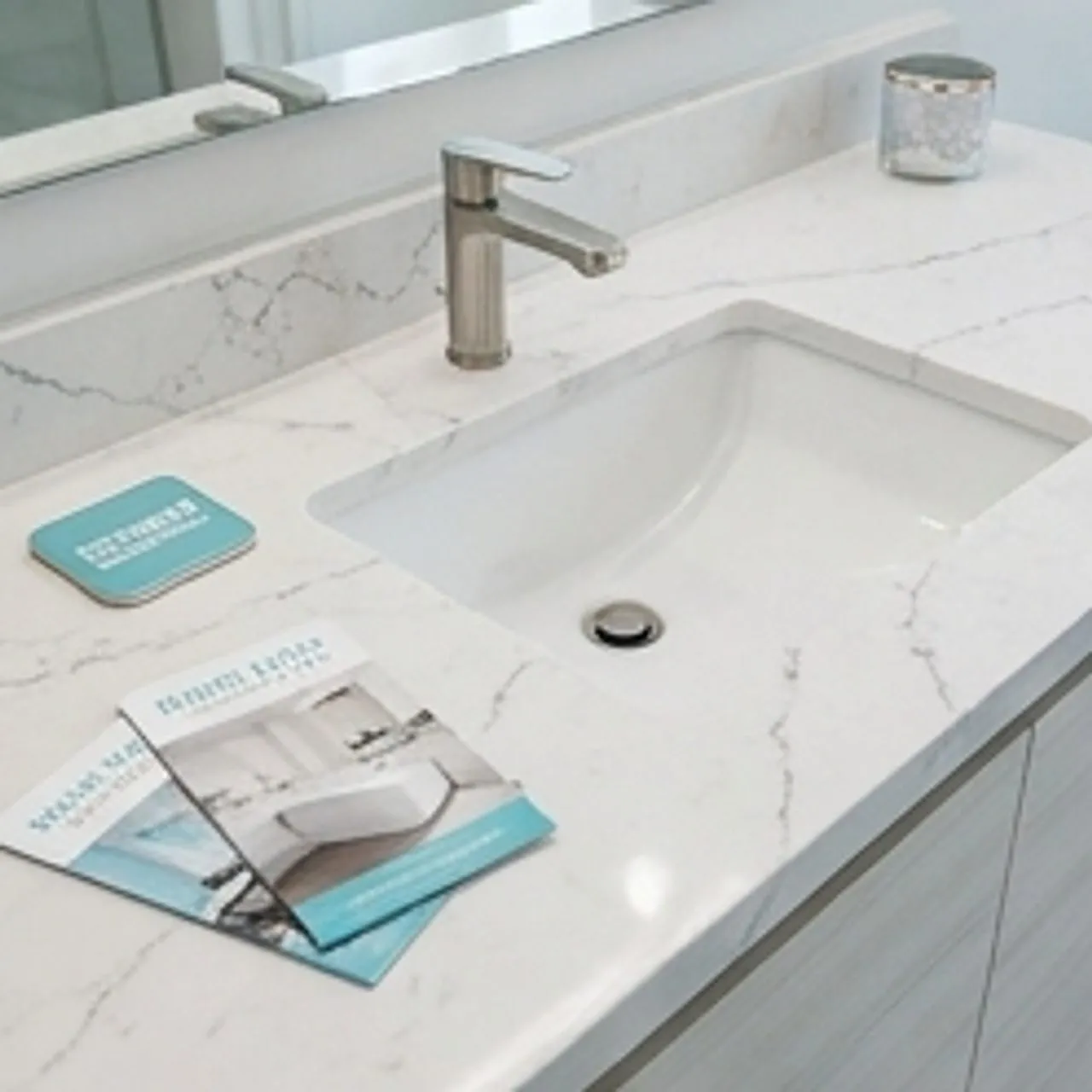 detail of luxury bathroom countertop
