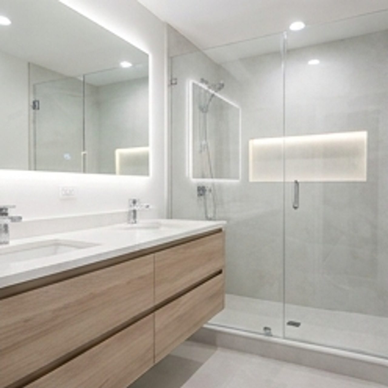 elegant bathroom with custom cabinetry
