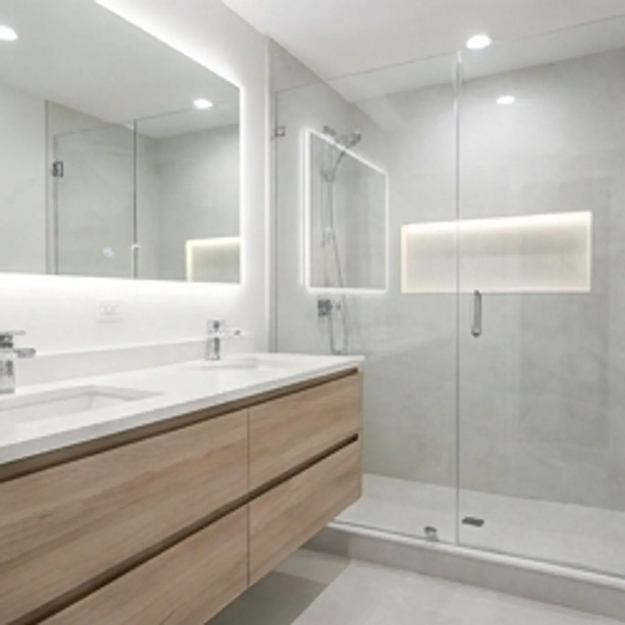 elegant bathroom with custom cabinetry